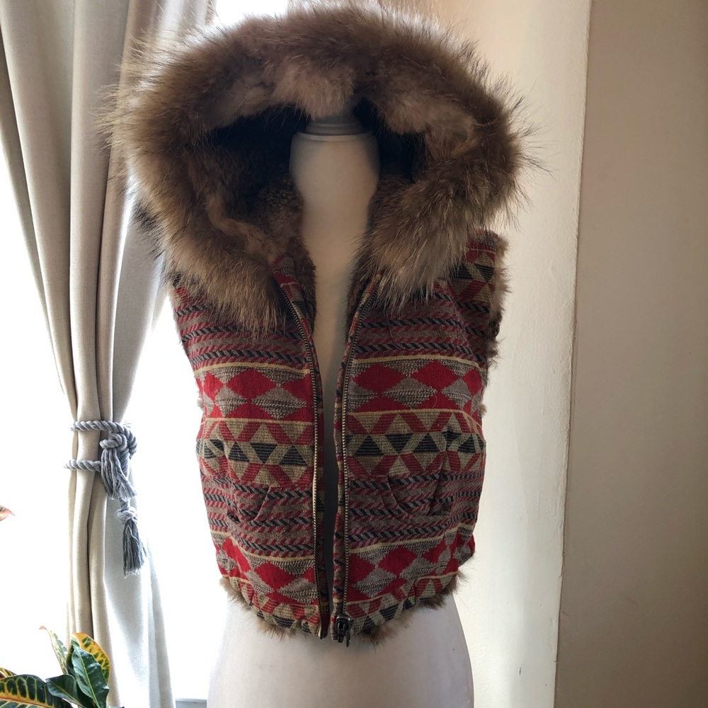 Real Fur-Lined Embroidered Vest